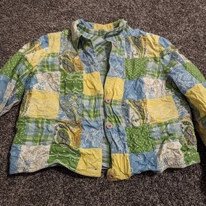 Vintage Kate Hill casual patchwork reversible crop jacket no size tag